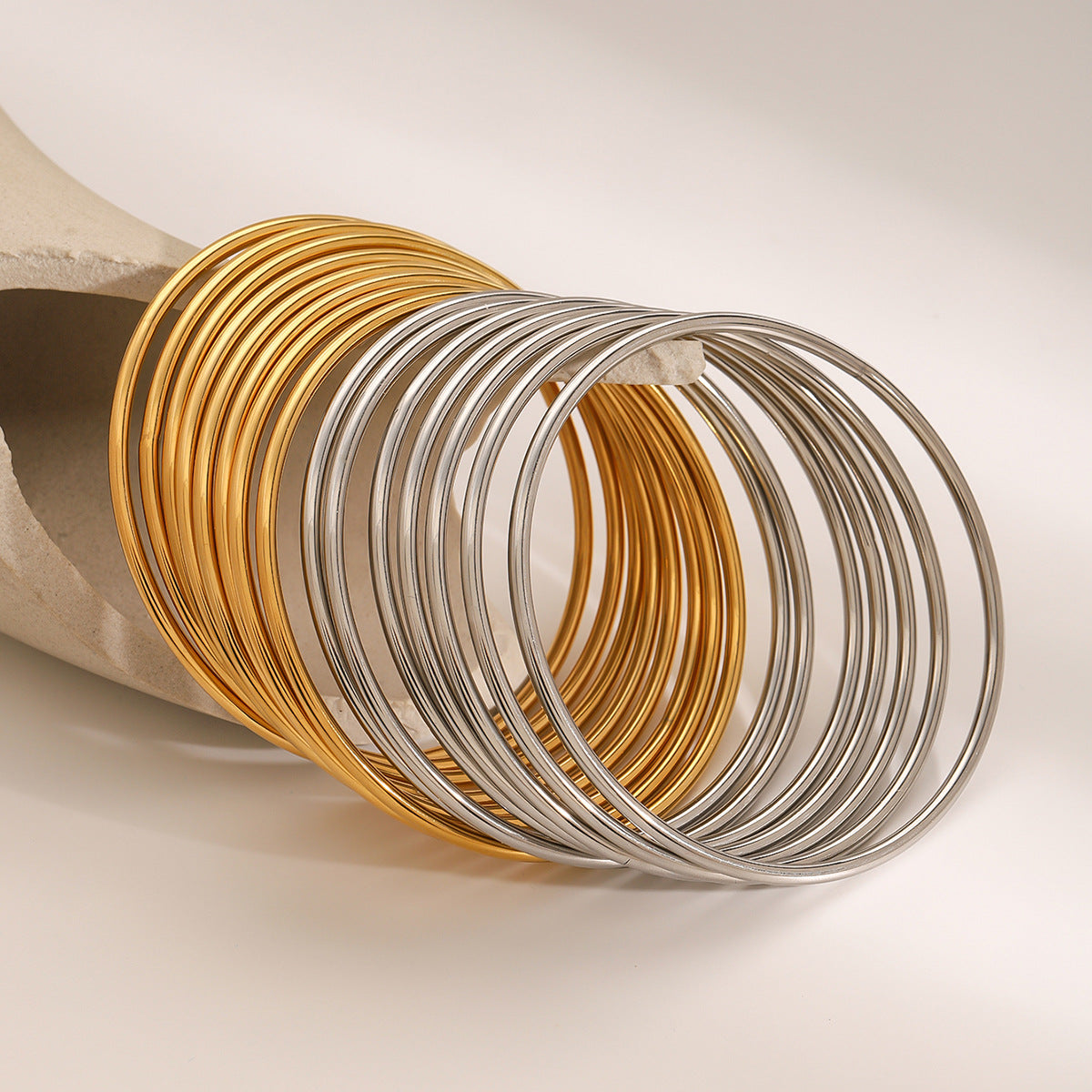 Gold Bangle Set | Lightweight Waterproof Hypoallergenic Bangles 7