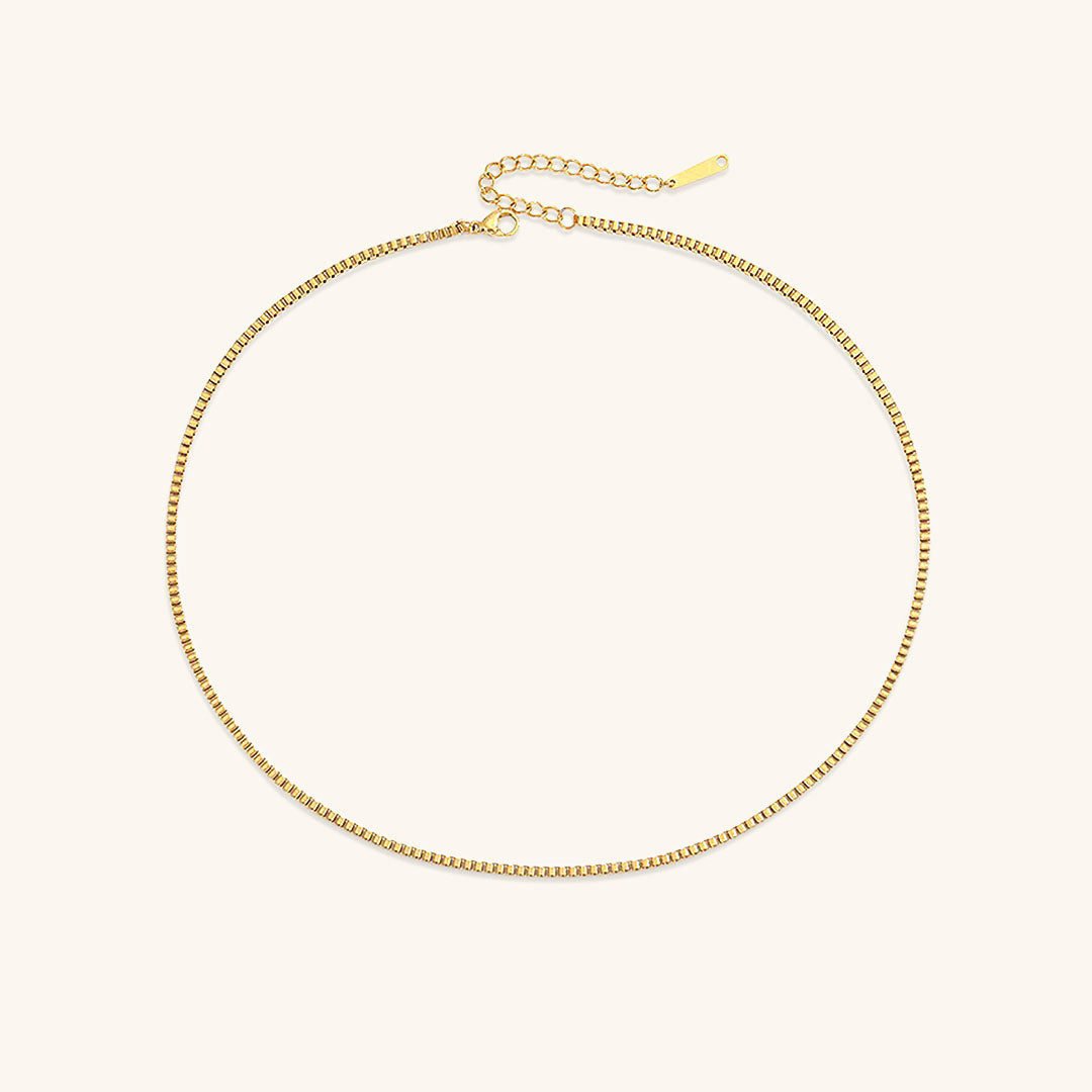 Gold Box Chain Necklace | Durable Stainless Steel-Plated with Chic Design 0