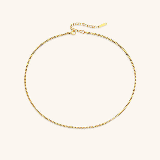 Gold Box Chain Necklace | Durable Stainless Steel-Plated with Chic Design 0