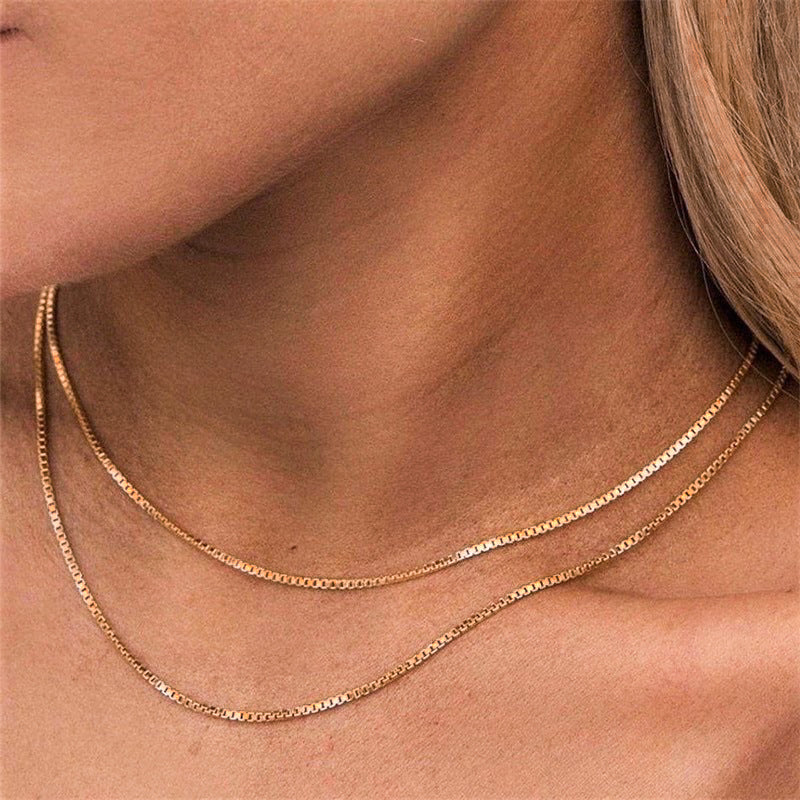 Gold Box Chain Necklace | Durable Stainless Steel-Plated with Chic Design 1