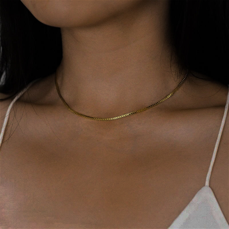 Gold Box Chain Necklace | Durable Stainless Steel-Plated with Chic Design 2