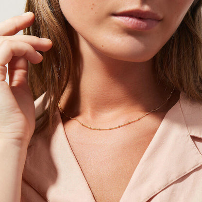 Gold Chain Necklace | Durable 18k Gold Plated with Delicate Beads 1