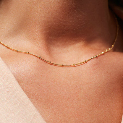 Gold Chain Necklace | Durable 18k Gold Plated with Delicate Beads 3