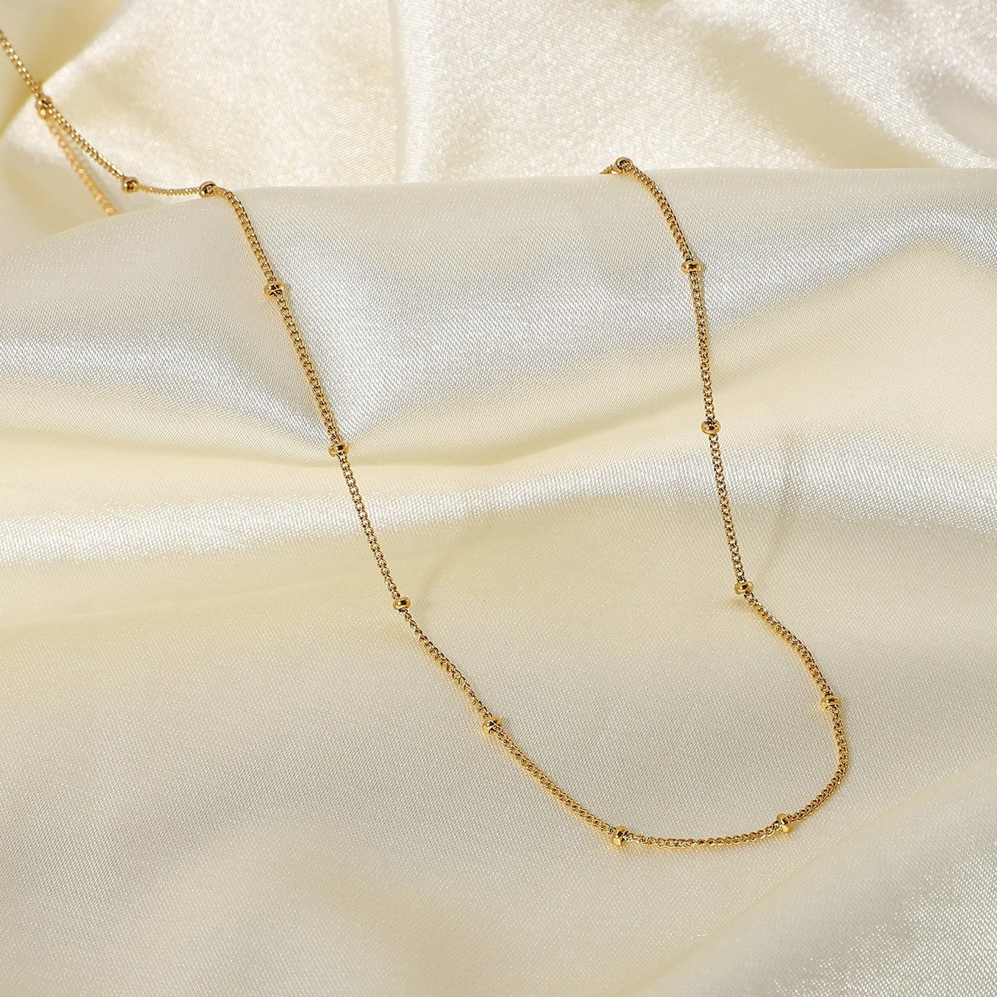 Gold Chain Necklace | Durable 18k Gold Plated with Delicate Beads 5