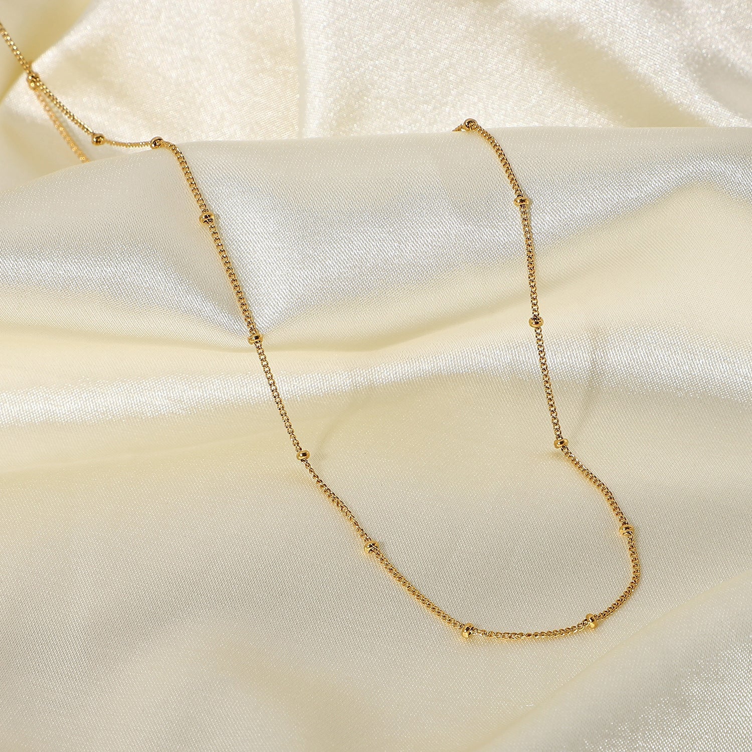 Gold Chain Necklace | Durable 18k Gold Plated with Delicate Beads 5