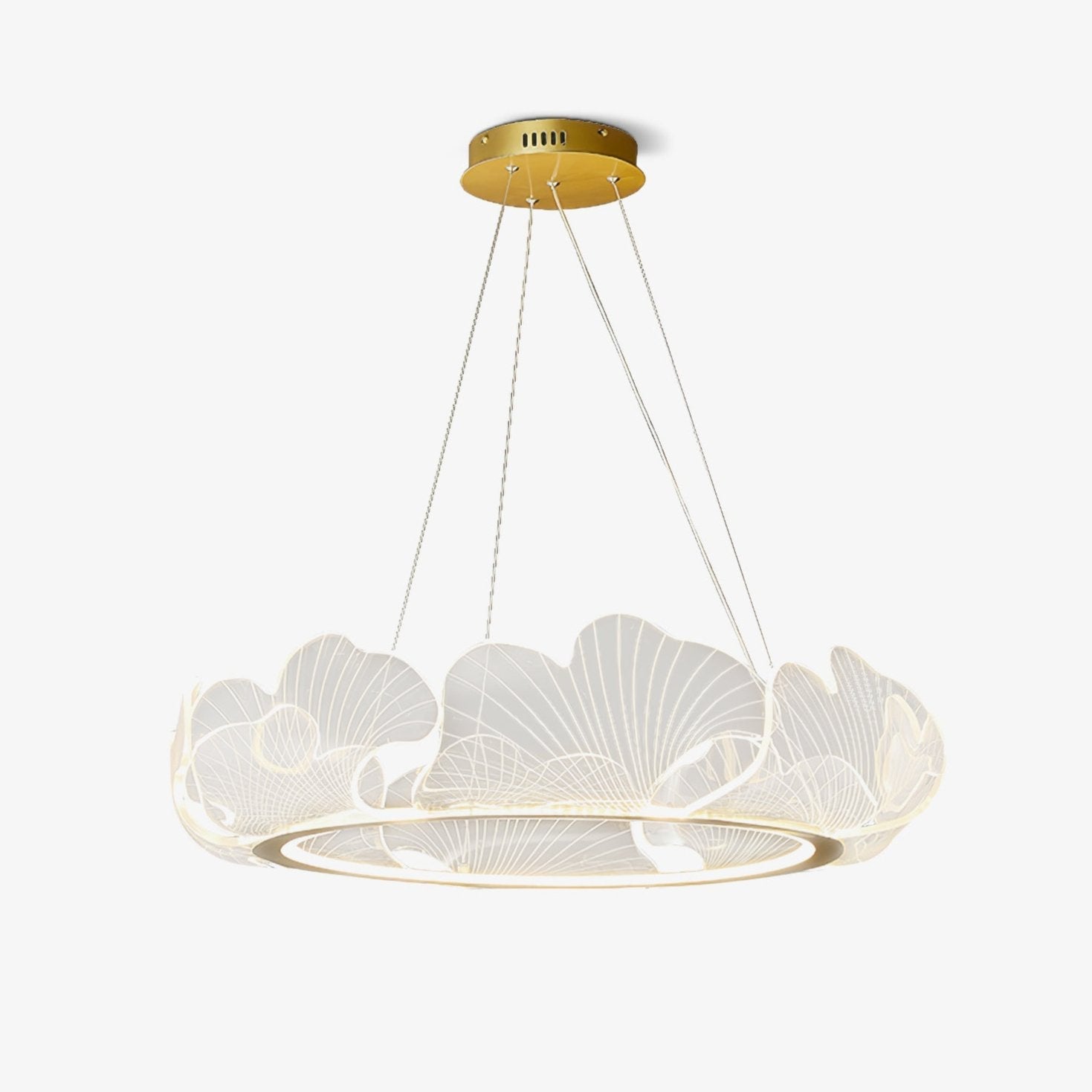 Gold Chandelier | Elegant Leaf Design with Dimmable LED Lighting 1