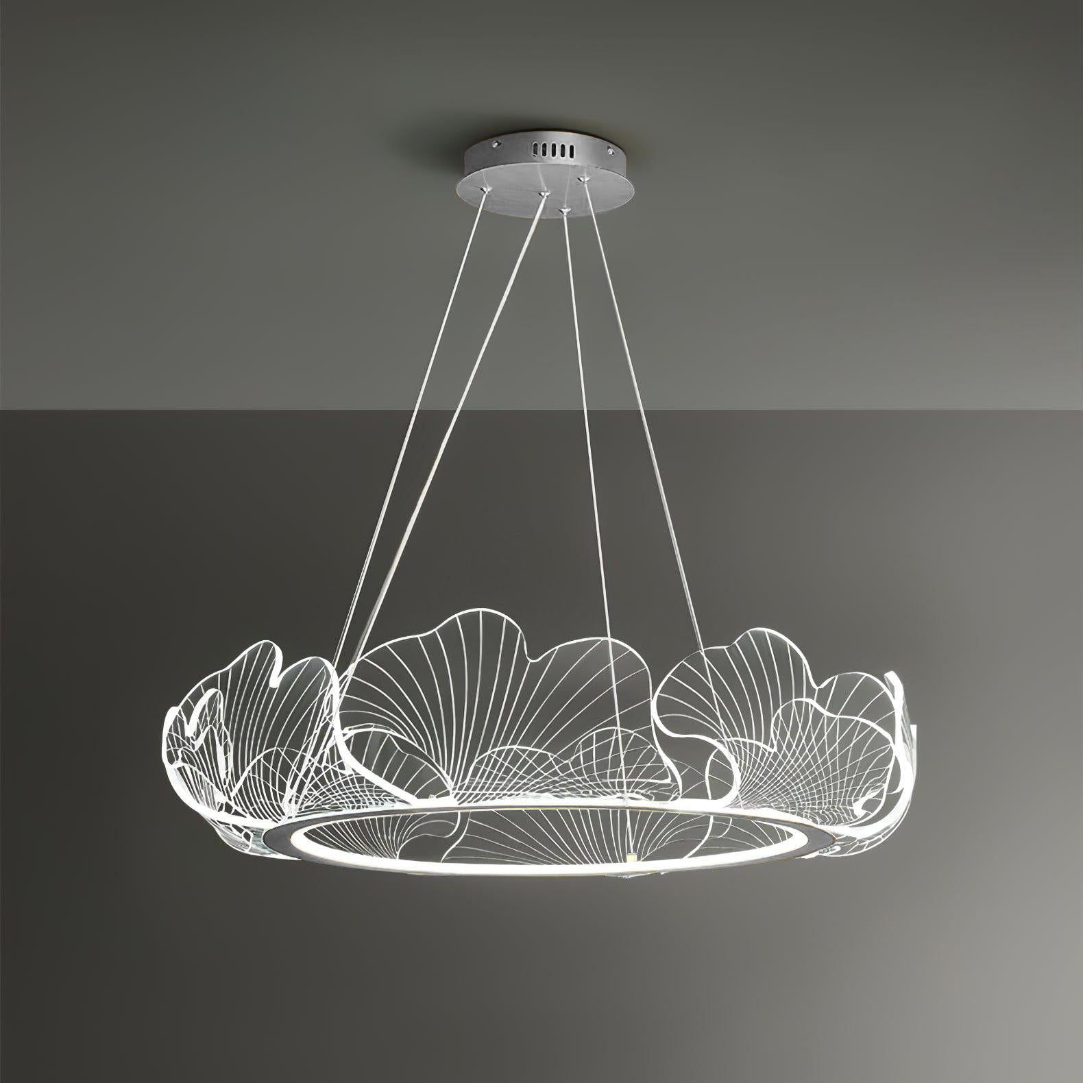 Gold Chandelier | Elegant Leaf Design with Dimmable LED Lighting 10