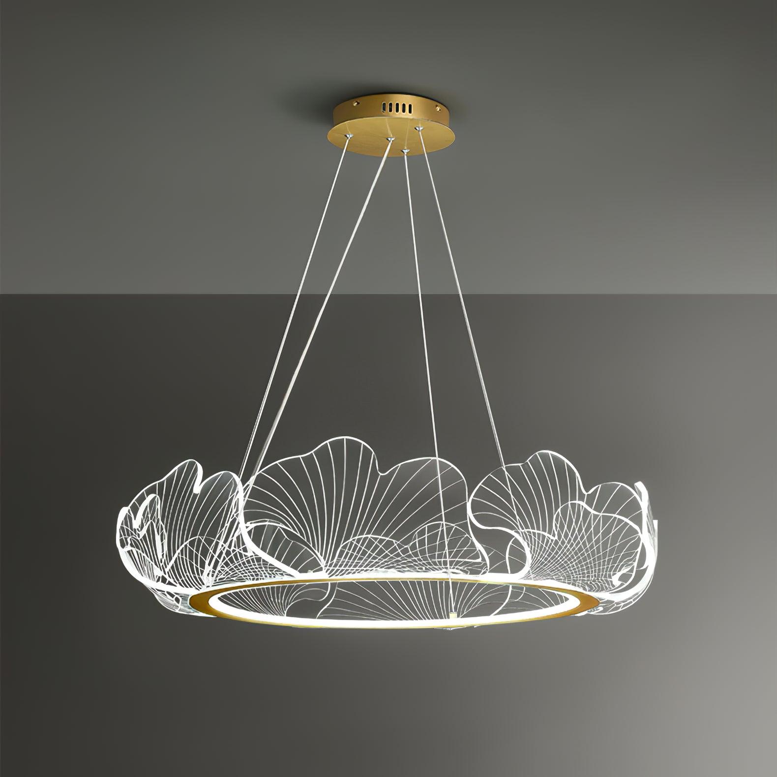 Gold Chandelier | Elegant Leaf Design with Dimmable LED Lighting 12