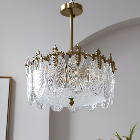 Gold Chandelier | Elegant Round Glass Design with Hand-formed Petals 0