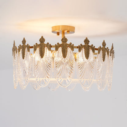 Gold Chandelier | Elegant Round Glass Design with Hand-formed Petals 6