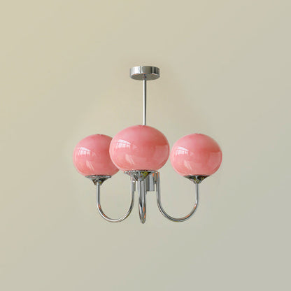 Gold Chandelier | Modern Design with Pink Glass Shades for Dining Room 17