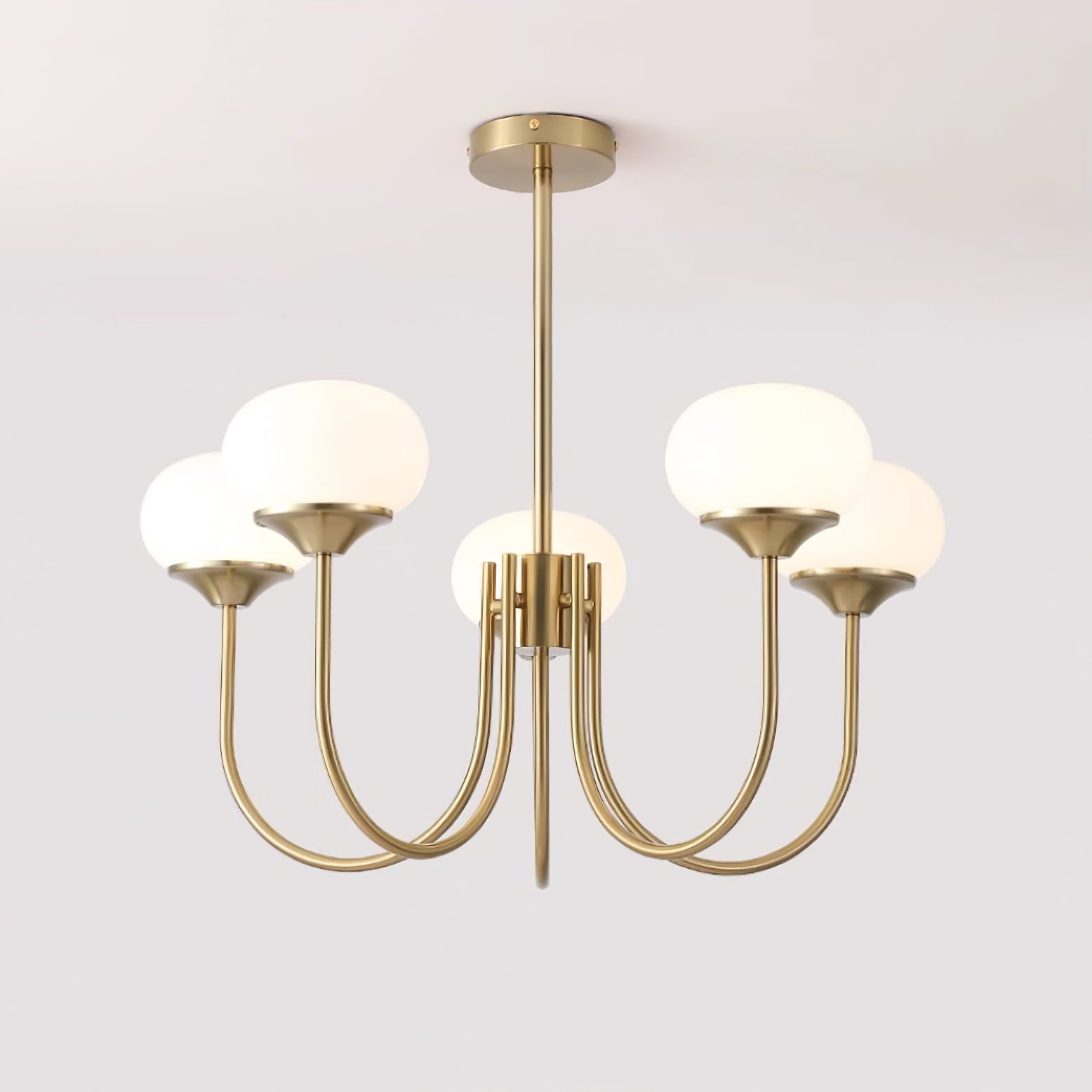 Gold Chandelier | Modern Design with Pink Glass Shades for Dining Room 8