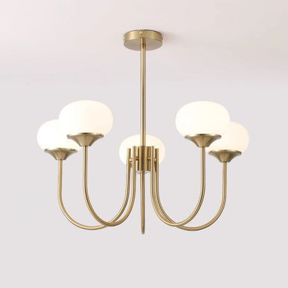 Gold Chandelier | Modern Design with Pink Glass Shades for Dining Room 8