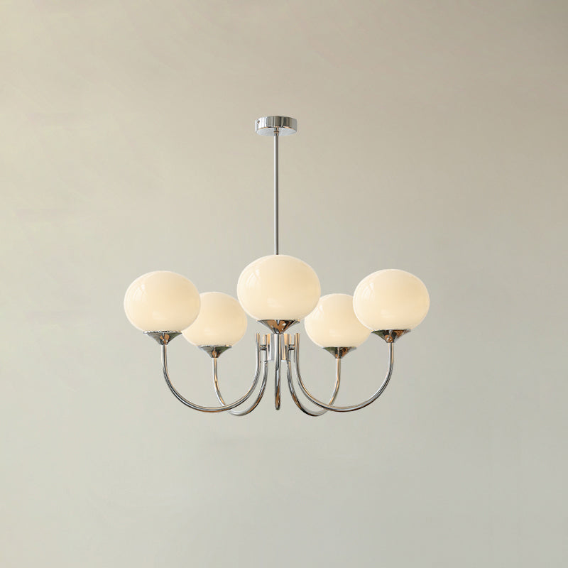 Gold Chandelier | Modern Design with Pink Glass Shades for Dining Room 9
