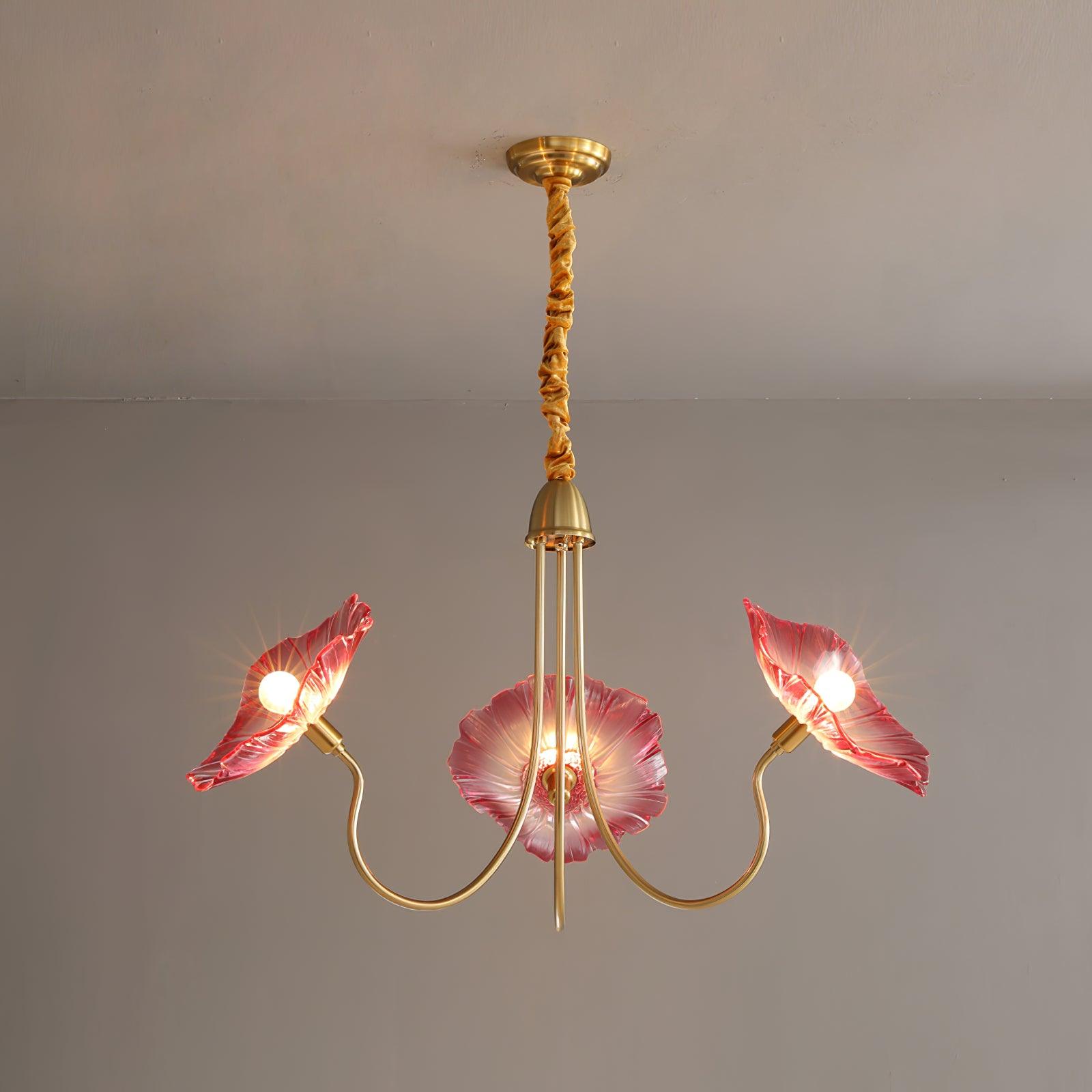Gold Chandelier | Modern Leaf-Shaped Frosted Glass Design for Dining Room 11