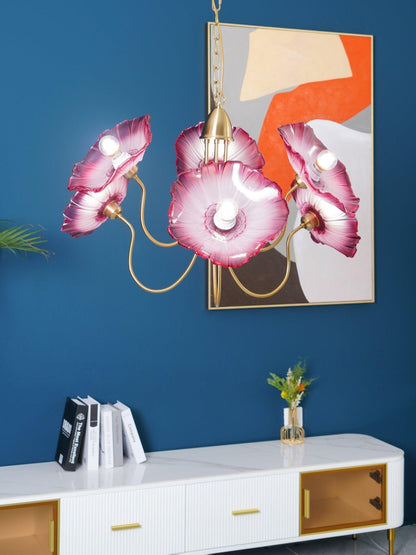 Gold Chandelier | Modern Leaf-Shaped Frosted Glass Design for Dining Room 8