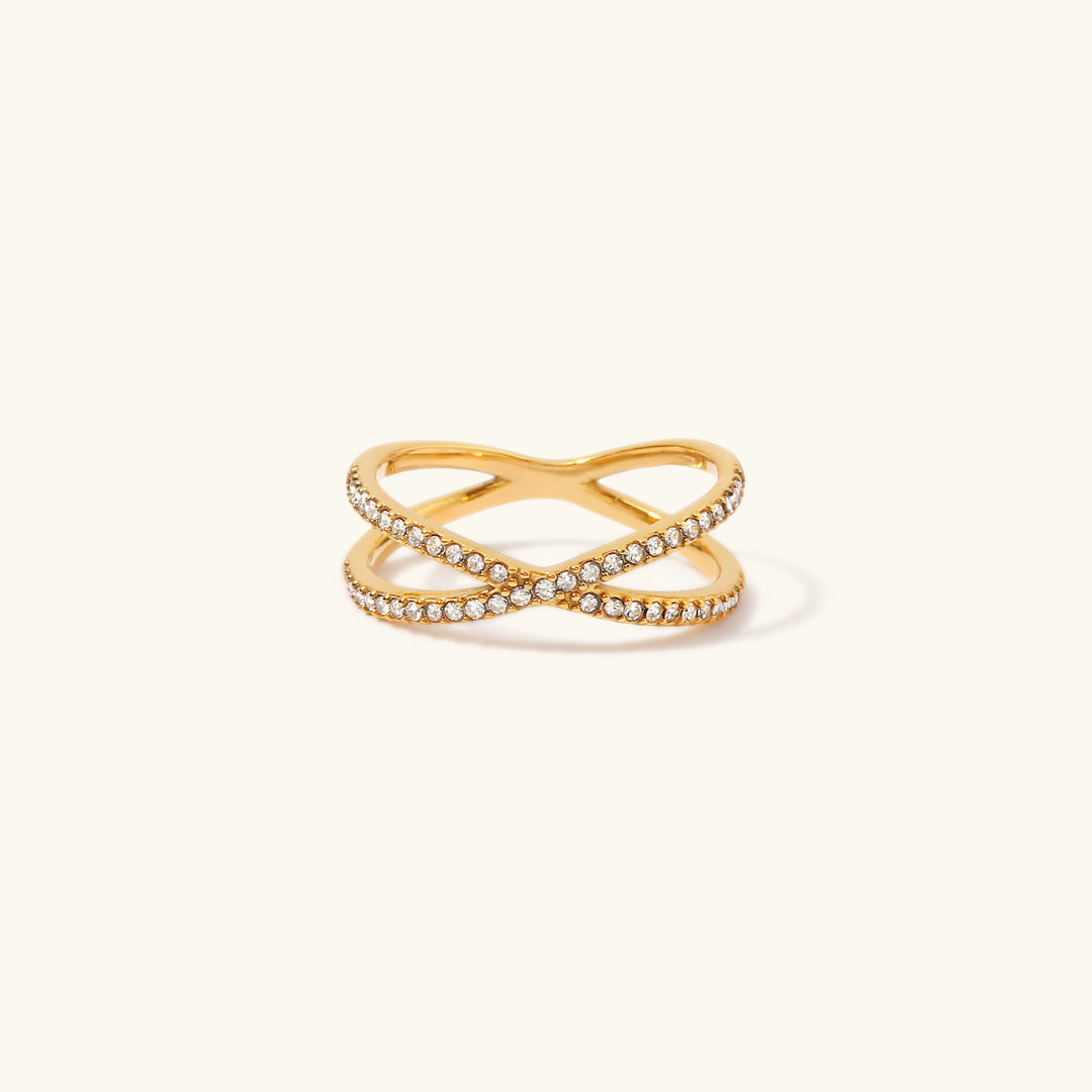 Gold Cross Ring | Solid 18k Gold with Durable Diamond Simulants 0