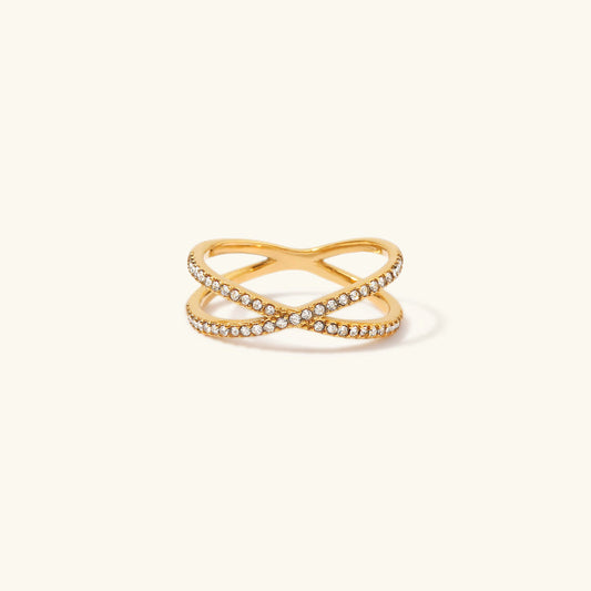 Gold Cross Ring | Solid 18k Gold with Durable Diamond Simulants 0