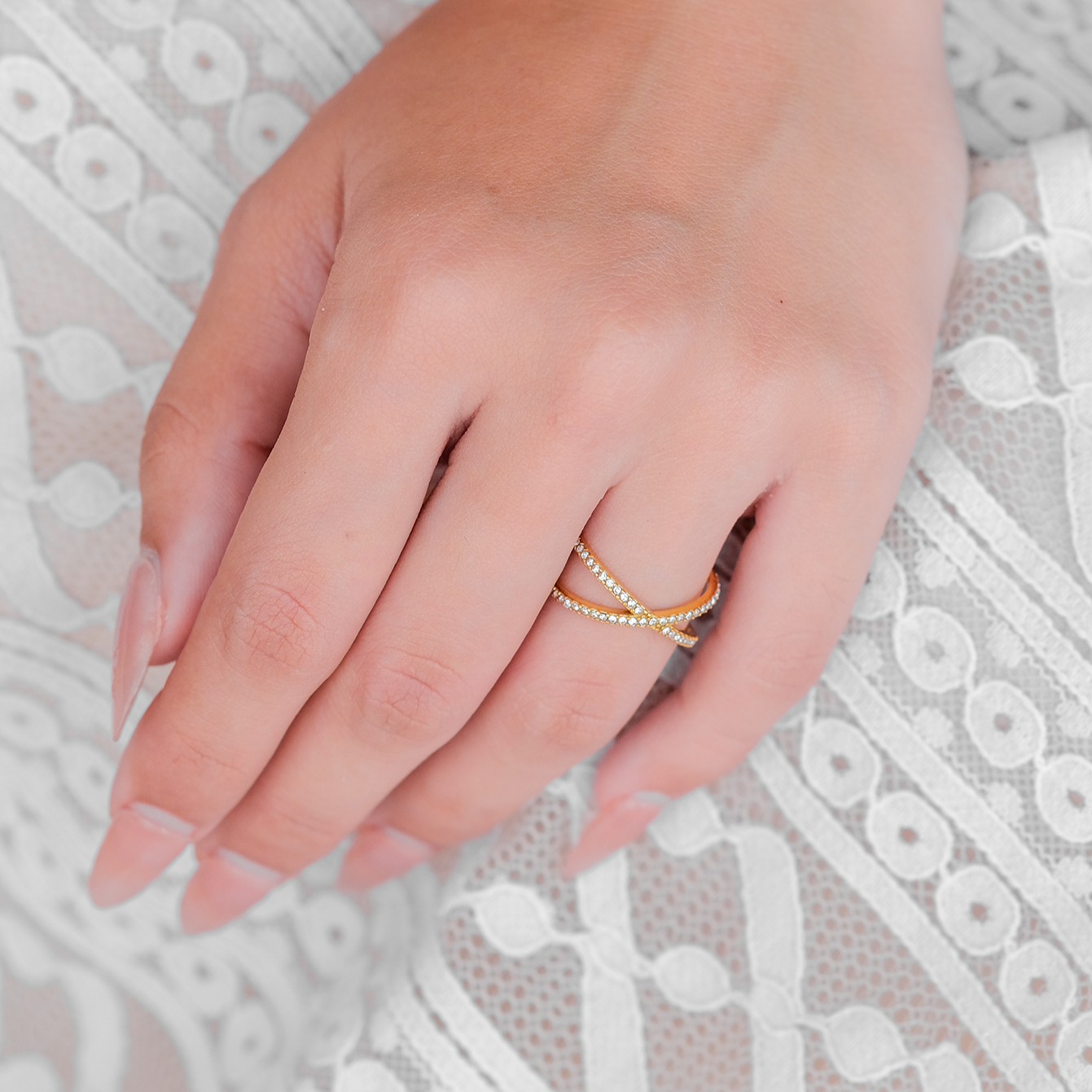 Gold Cross Ring | Solid 18k Gold with Durable Diamond Simulants 2