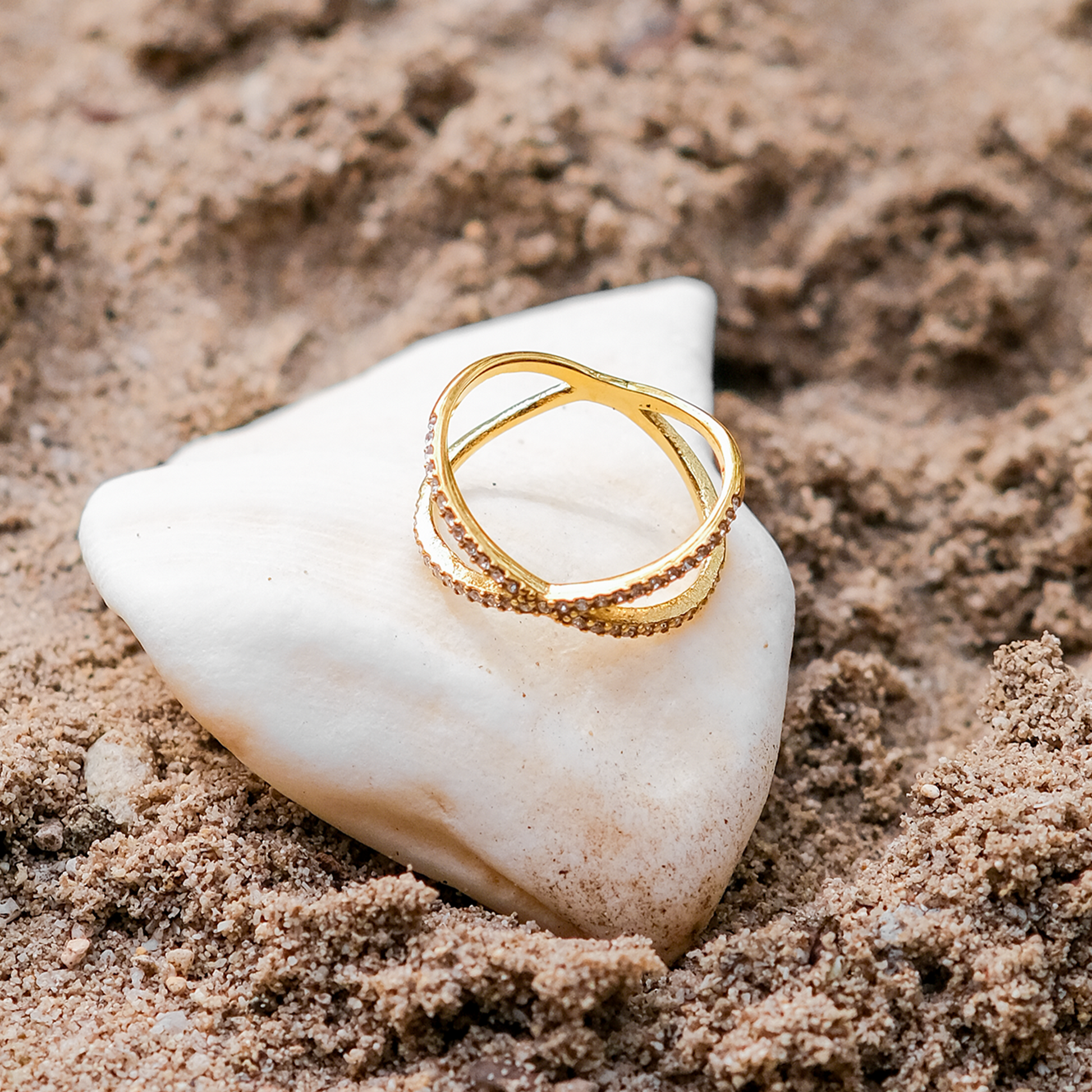 Gold Cross Ring | Solid 18k Gold with Durable Diamond Simulants 3