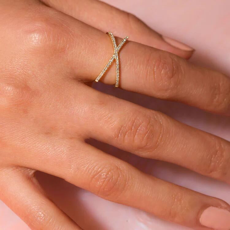 Gold Cross Ring | Solid 18k Gold with Durable Diamond Simulants 4