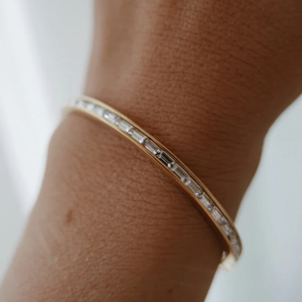 Gold Diamond Bangle Bracelet | Waterproof Hypoallergenic Design 1