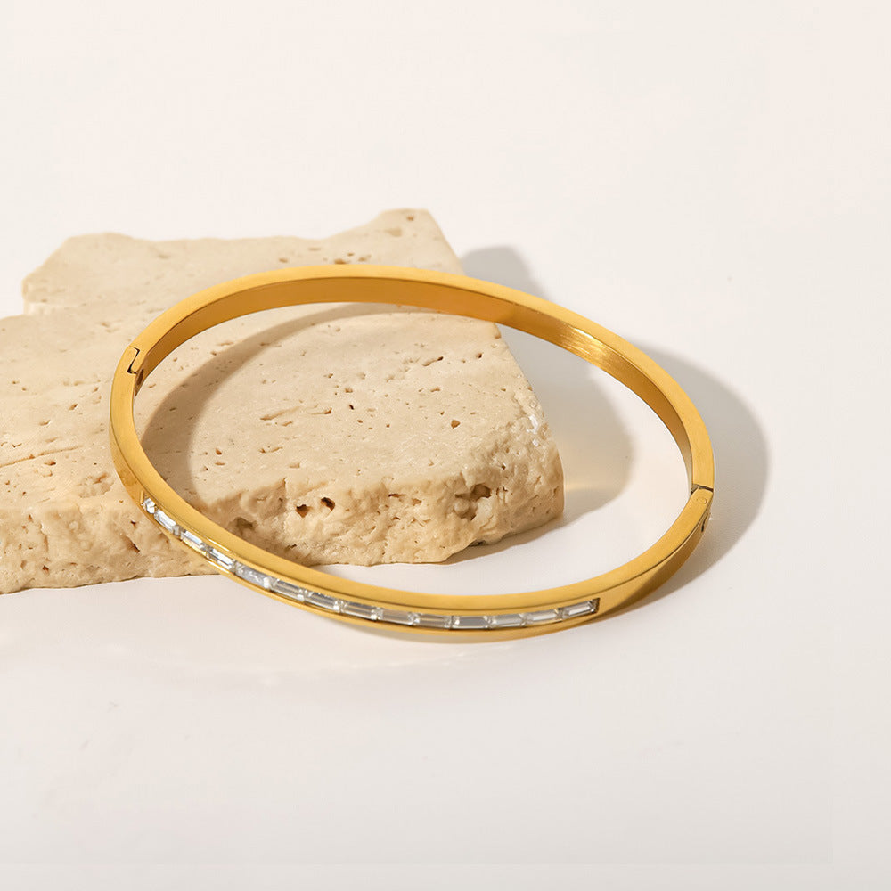 Gold Diamond Bangle Bracelet | Waterproof Hypoallergenic Design 2