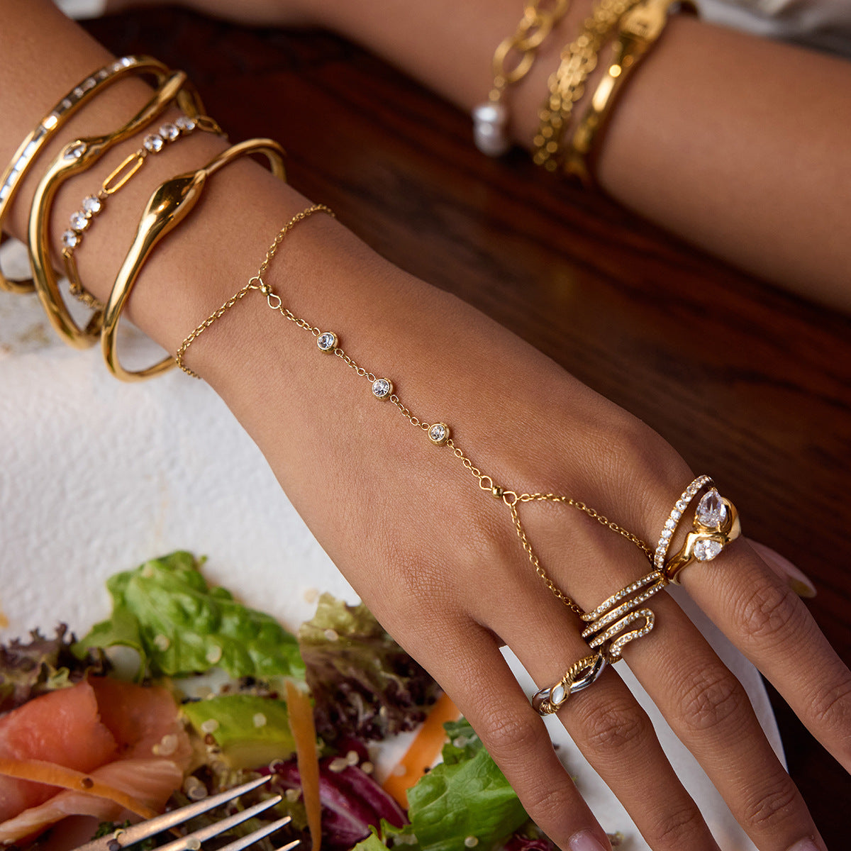 Gold Diamond Bangle Bracelet | Waterproof Hypoallergenic Design 5