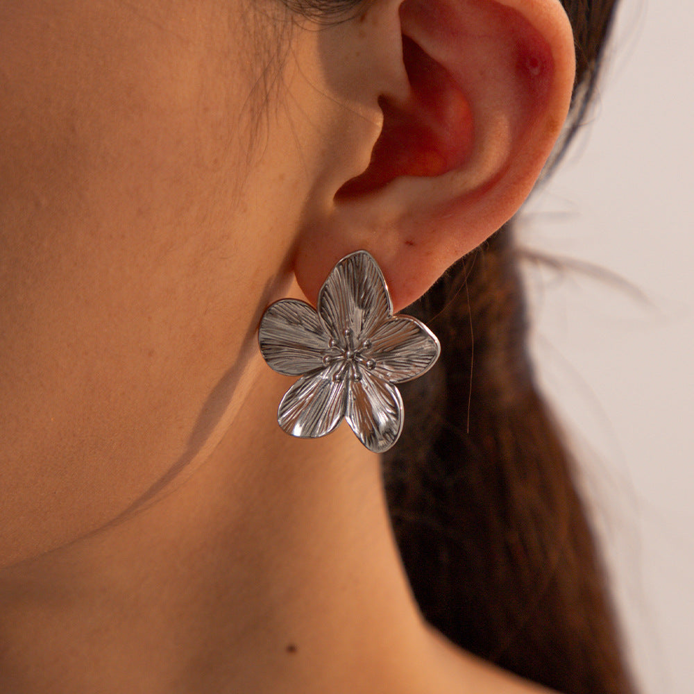 Gold Earrings for Women | 18k Gold-Plated Floral Design, Hypoallergenic 3