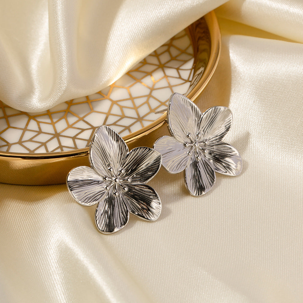 Gold Earrings for Women | 18k Gold-Plated Floral Design, Hypoallergenic 5