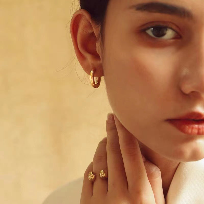 Gold Hoop Earrings | 18k Gold-Plated Stainless Steel with Elegant Design 2
