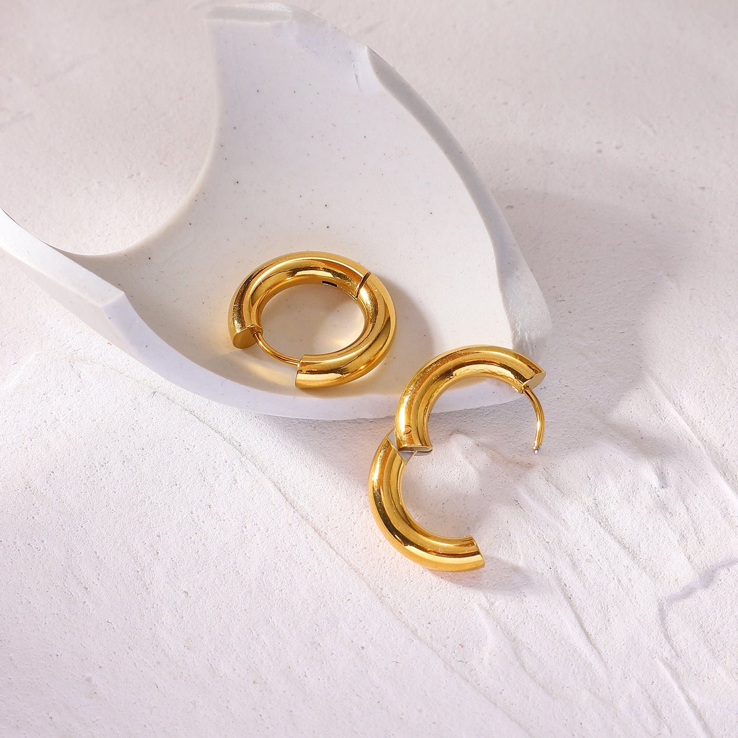 Gold Hoop Earrings | 18k Gold-Plated Stainless Steel with Elegant Design 3
