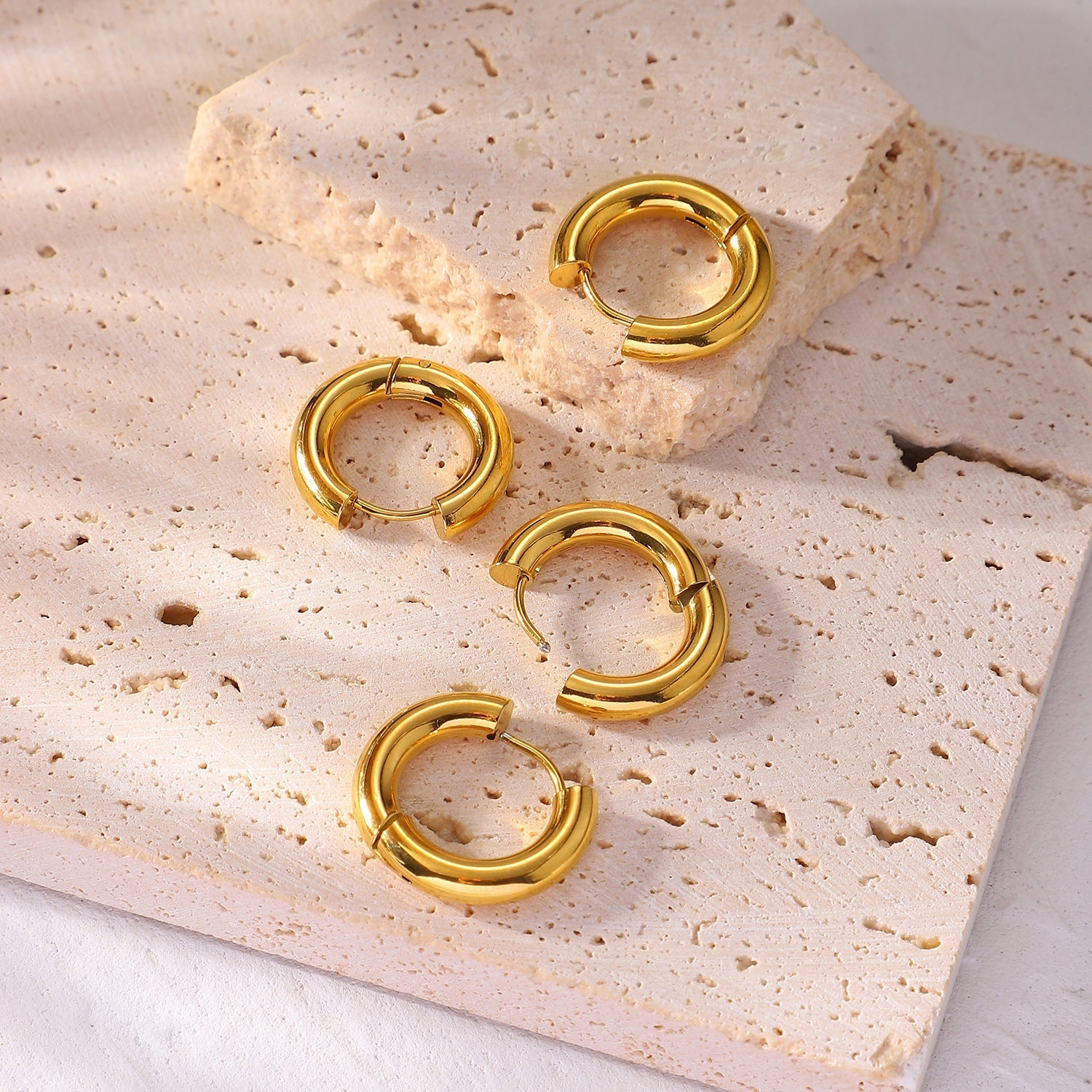 Gold Hoop Earrings | 18k Gold-Plated Stainless Steel with Elegant Design 4