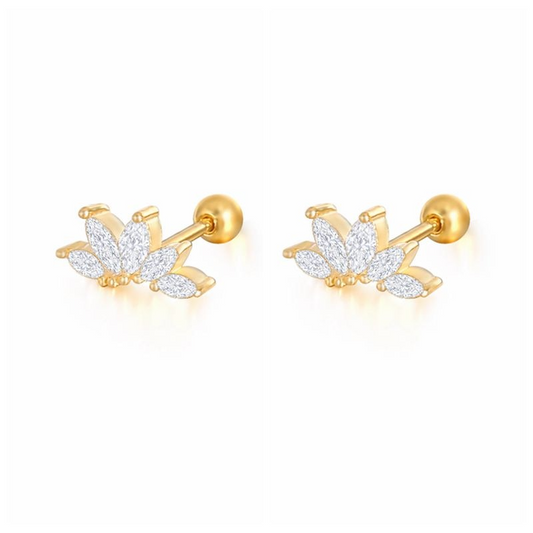 Gold Hoop Earrings | Hypoallergenic S925 Sterling Silver with Crystal Pave Design 0
