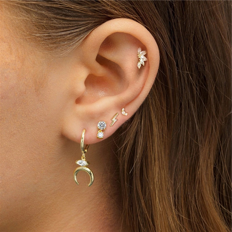 Gold Hoop Earrings | Hypoallergenic S925 Sterling Silver with Crystal Pave Design 1