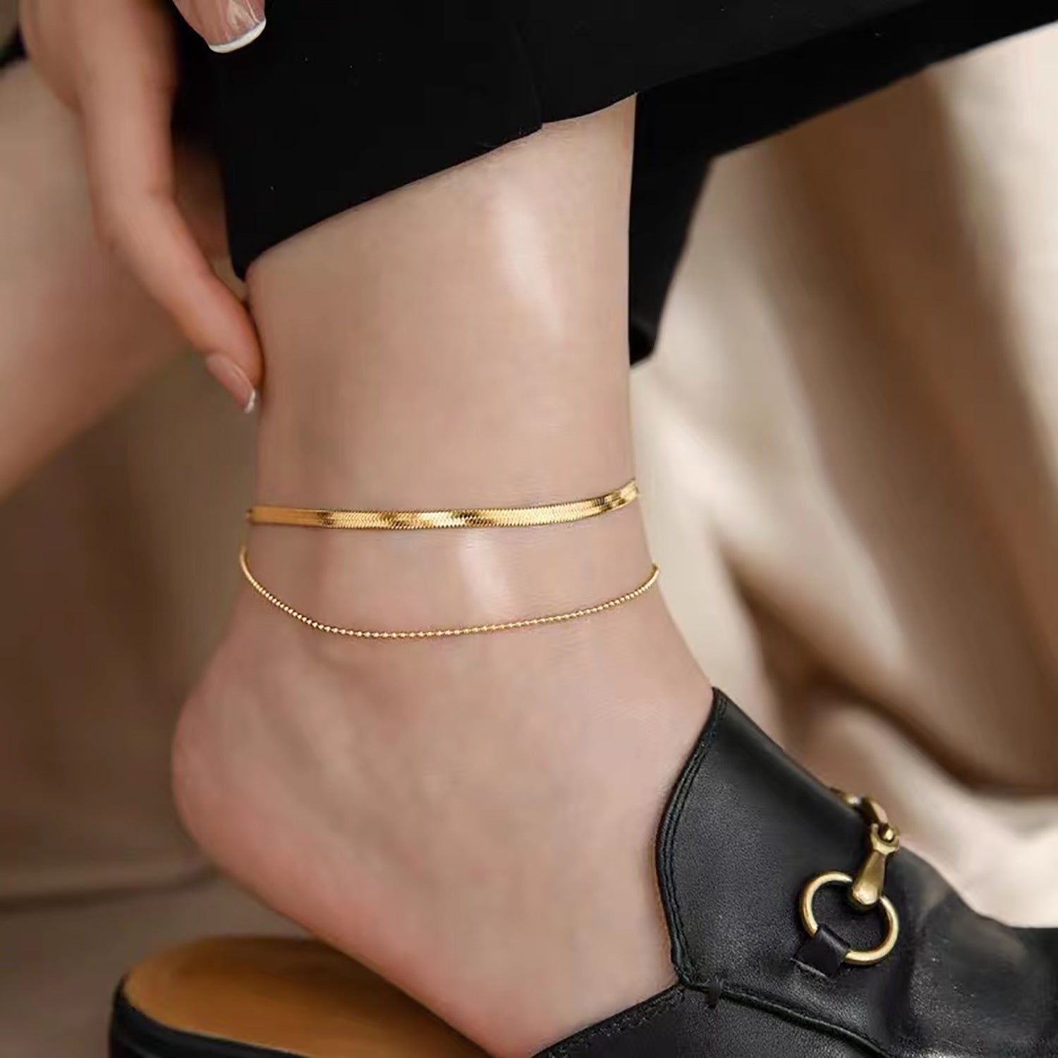 Gold Layered Anklet | Waterproof 18k Gold Multi-Layer Luxury 1
