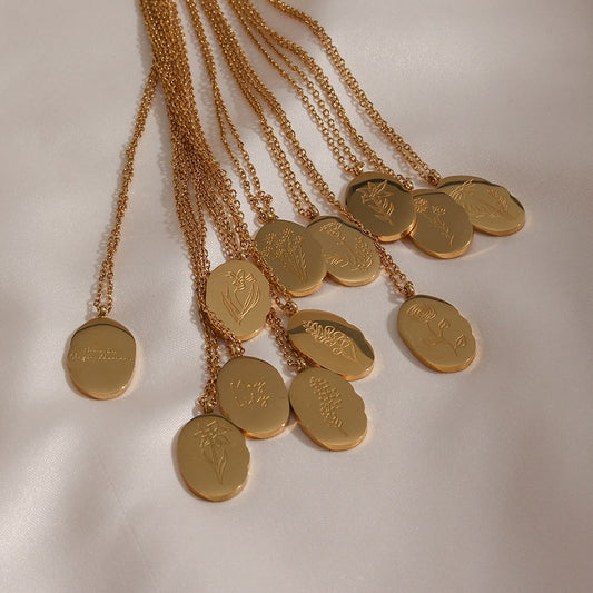 Gold Necklace | 18K Plated Stainless Steel Oval Coin with Adjustable Extender 0