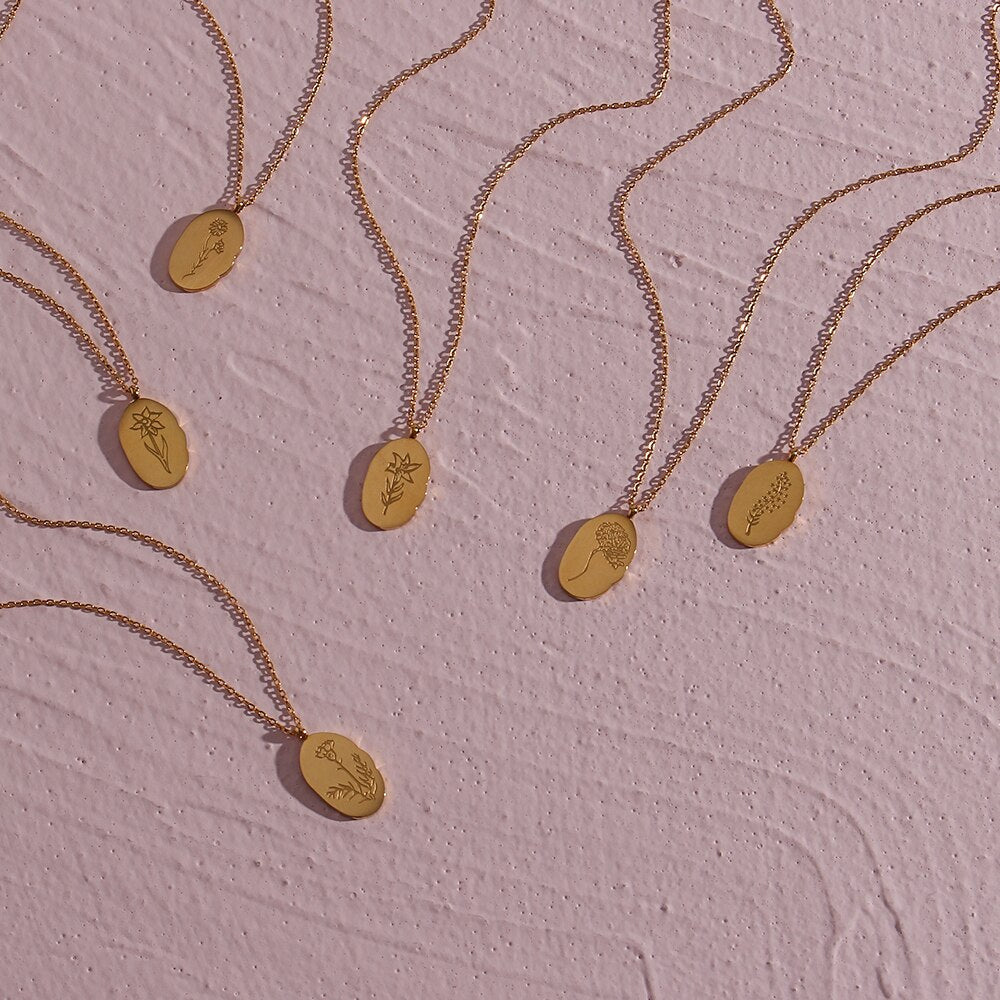 Gold Necklace | 18K Plated Stainless Steel Oval Coin with Adjustable Extender 1
