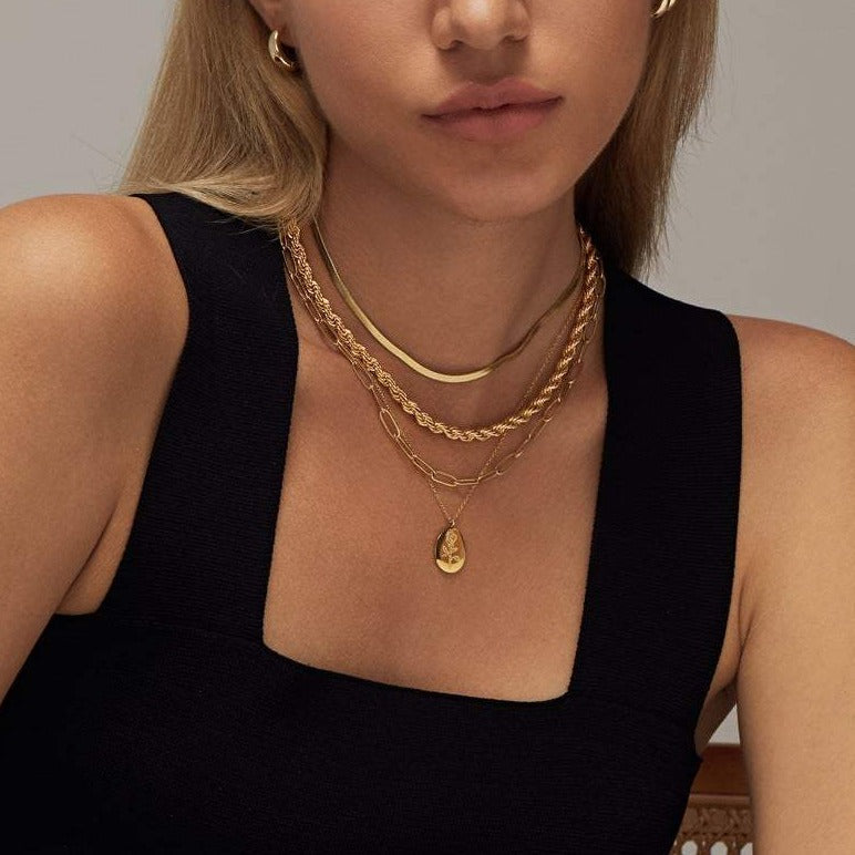 Gold Necklace | 18K Plated Stainless Steel Oval Coin with Adjustable Extender 2