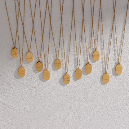 Gold Necklace | 18K Plated Stainless Steel Oval Coin with Adjustable Extender 3