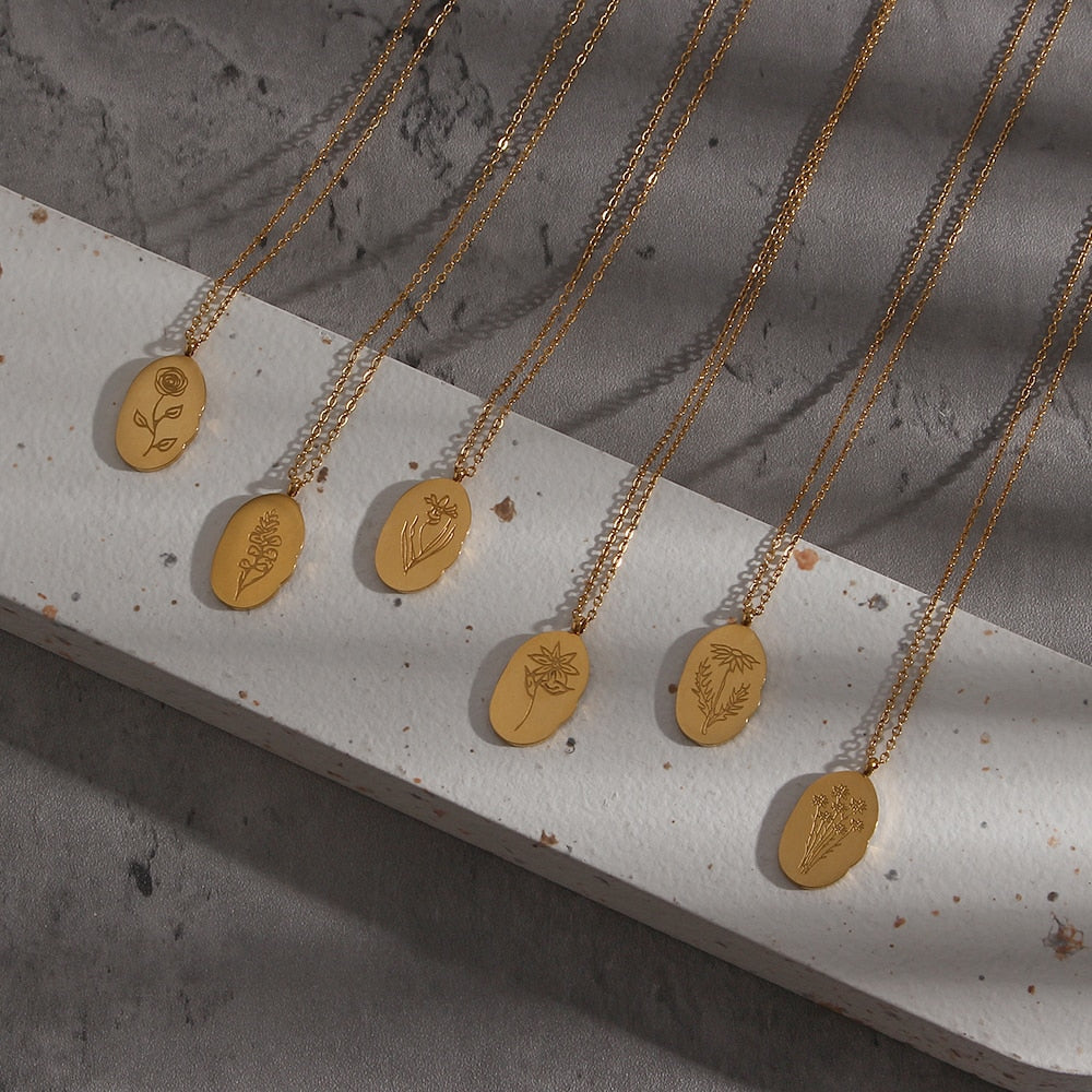Gold Necklace | 18K Plated Stainless Steel Oval Coin with Adjustable Extender 5