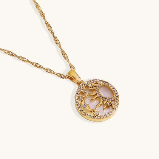 Gold Necklace | 18k Waterproof Chain with Cosmic Pendant 0