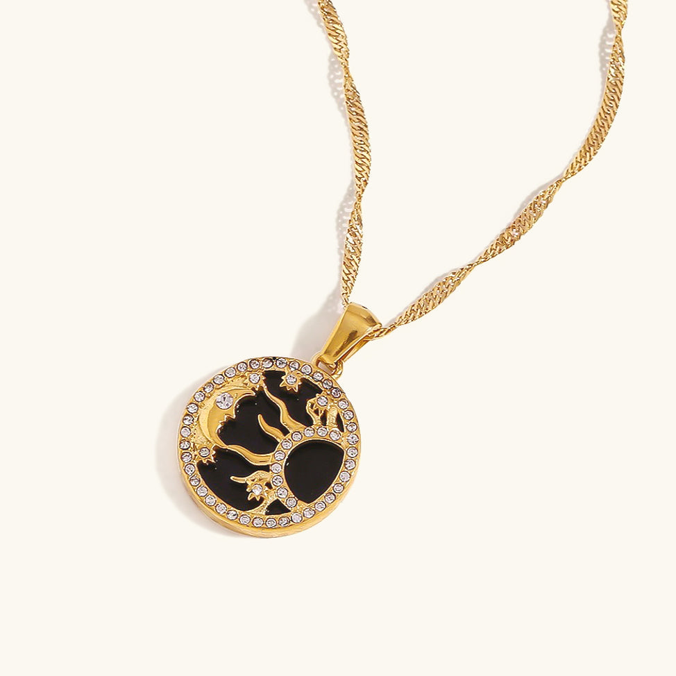 Gold Necklace | 18k Waterproof Chain with Cosmic Pendant 2
