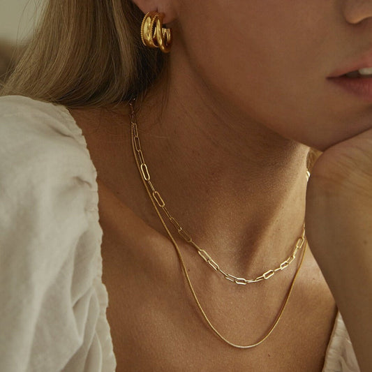 Gold Necklace | Tarnish Resistant Stainless Steel Chain with Vintage Elegance 0