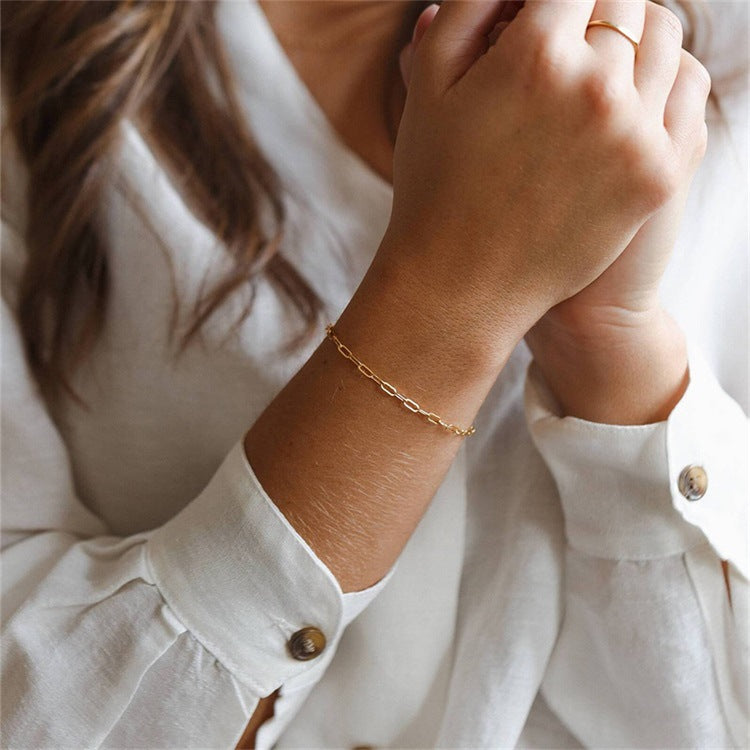 Gold Paperclip Chain Bracelet | Hypoallergenic Stainless Steel with Timeless Elegance 1