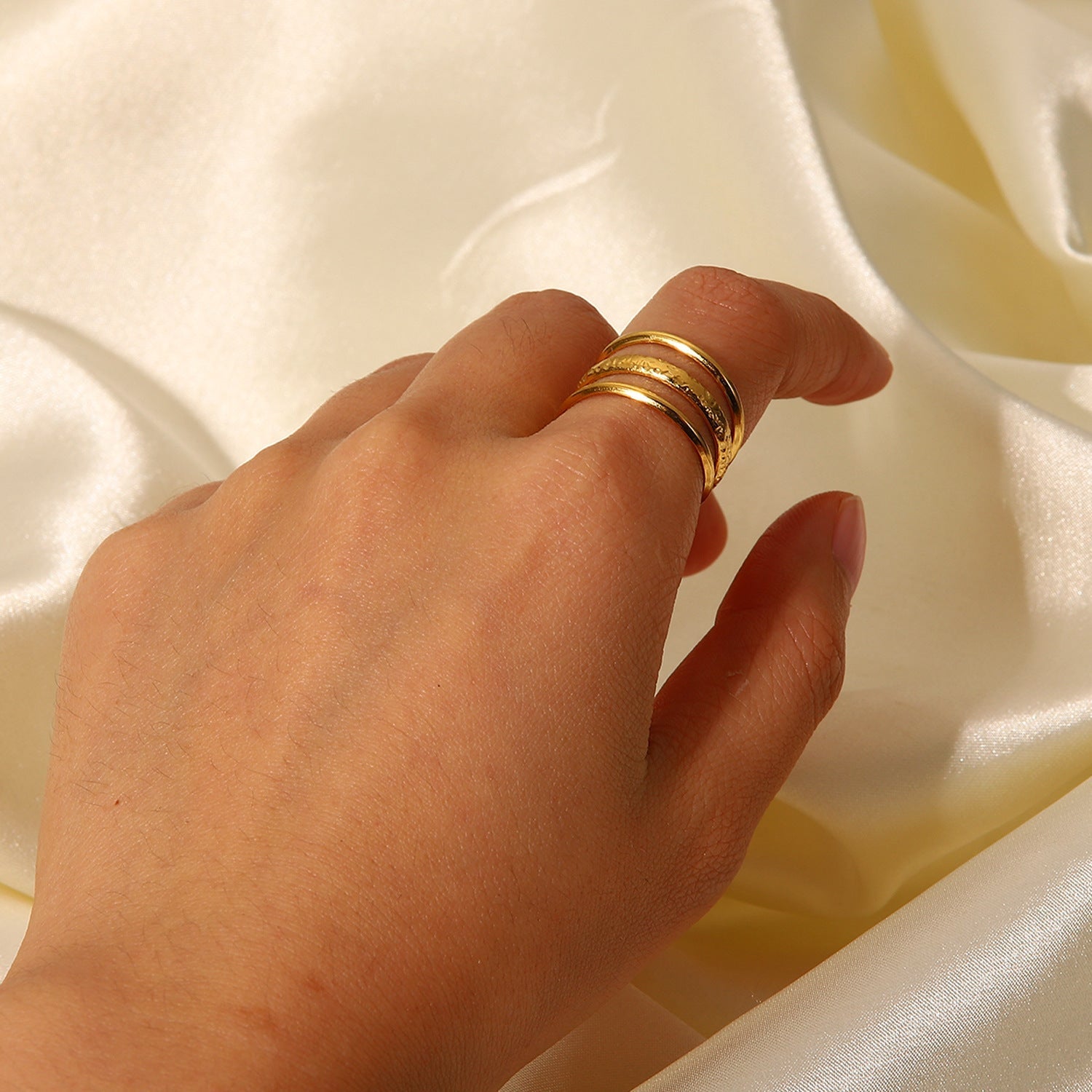 Gold Ring | Adjustable 3-Layer Hypoallergenic Design for Women 3