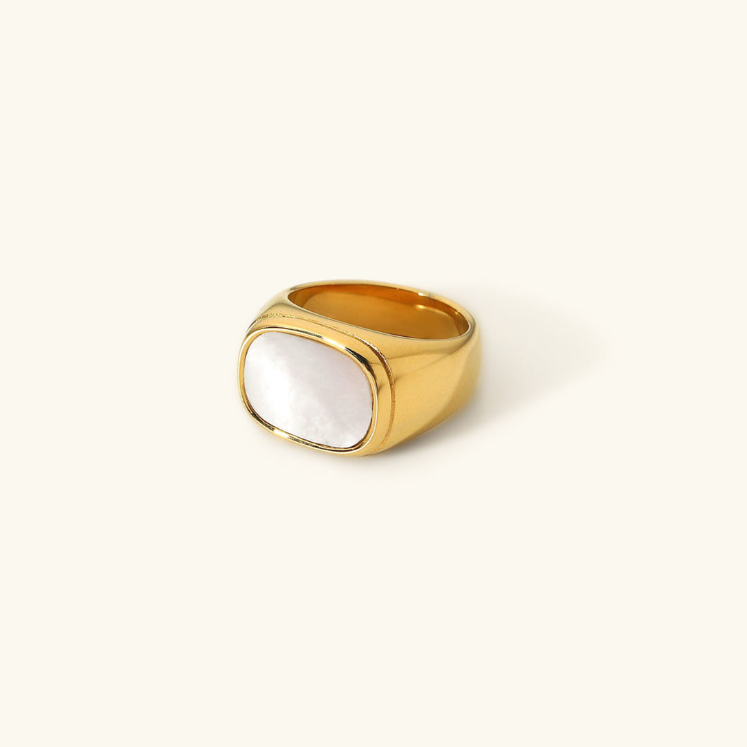 Gold Ring | Durable Stainless Steel with Faux Shell Center 0