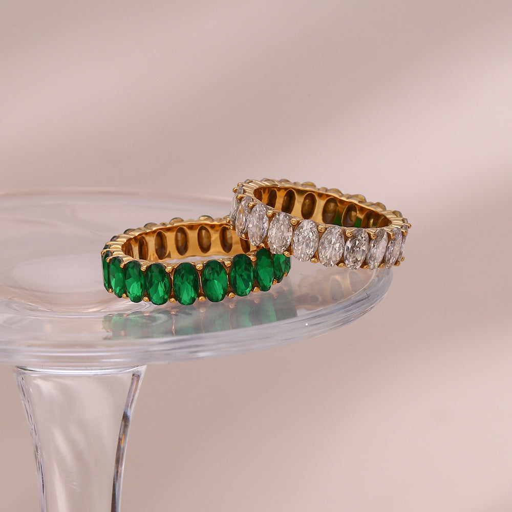 Gold Ring | Ethically Sourced Stainless Steel with Diamond Simulants 7