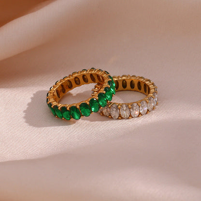 Gold Ring | Ethically Sourced Stainless Steel with Diamond Simulants 8