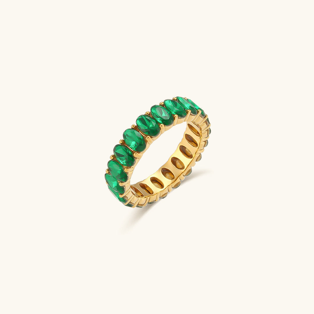 Gold Ring | Ethically Sourced Stainless Steel with Diamond Simulants 9